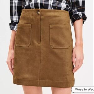 Loft Women’s Faux Suede Patch Pocket Mini Skirt Size 2
